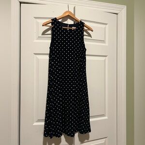Anne Klein Navy and White Polka Dot Midi Dress size 4/6